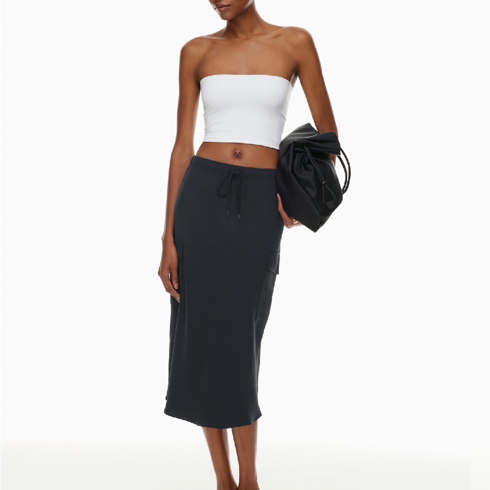Aritzia Wilfred High Rise Cargo Midi Skirt black drawstring medium (bin FF) - Picture 1 of 11